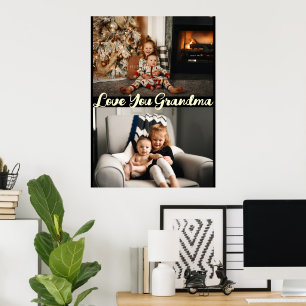 Eenvoudige Zwarte Liefde Je Oma Custom foto Poster