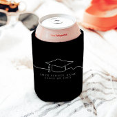 Eenvoudige zwarte lijn Art Graduation Cap Blikjeskoeler