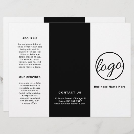 Eenvoudige zwarte Logo Modern Business Trifold Bro (Voorkant / Achterkant)
