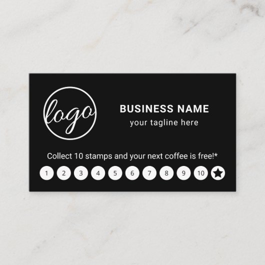 Eenvoudige zwarte Logo Star Modern Klantenkaartje (Voorkant)