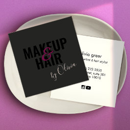 Eenvoudige zwarte make-up artiest en haar stylist  vierkante visitekaartje