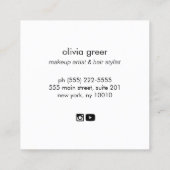 Eenvoudige zwarte make-up artiest en haar stylist  vierkante visitekaartje (Achterkant)