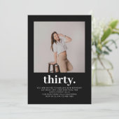 Eenvoudige Zwarte Minimaal Foto 30ste Verjaardag  Kaart (Staand voorkant)