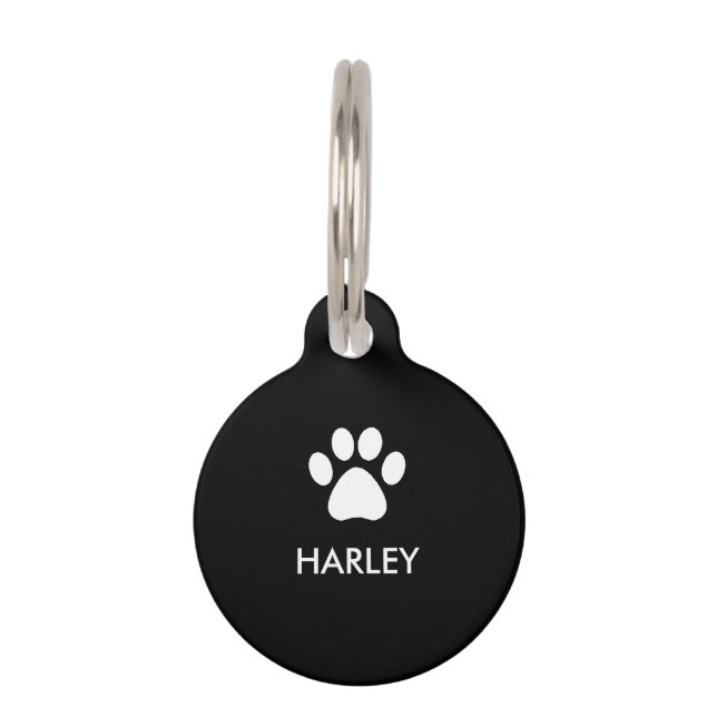 Eenvoudige zwarte, minimale douanenaam huisdierpenning (Voorkant)