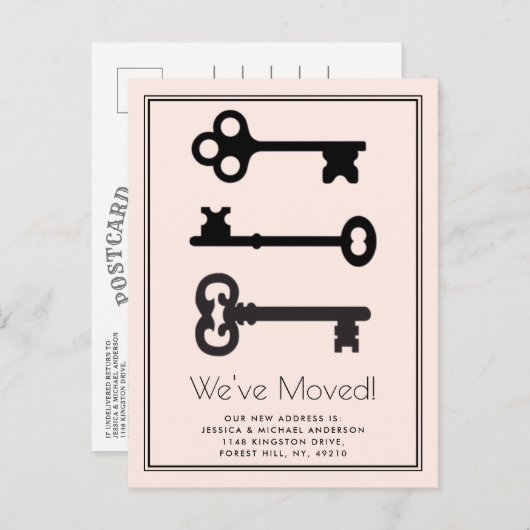 Eenvoudige zwarte, minimale mededeling over verpla aankondigingskaart (Voorkant / Achterkant)