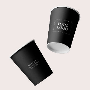 Eenvoudige zwarte minimale zakelijke Logo Papieren Bekers