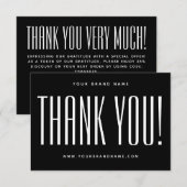 Eenvoudige zwarte minimalistische business bedankp bedankkaart (Voorkant / Achterkant)