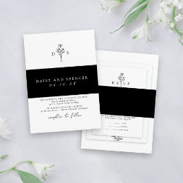 Eenvoudige zwarte minimalistische namen Classic We Uitnodigingen Wikkel