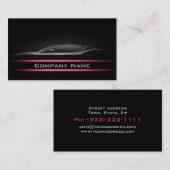 Eenvoudige zwarte minimalistische roze lijn auto K Visitekaartje (Voorkant / Achterkant)