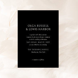 Eenvoudige zwarte moderne bruiloft kaart