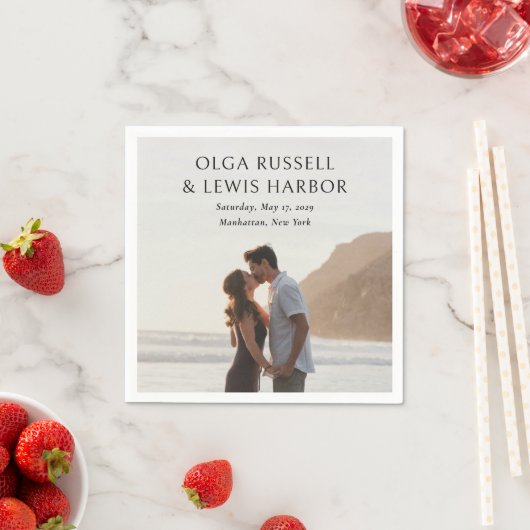 Eenvoudige zwarte moderne bruiloft servet (Insitu)