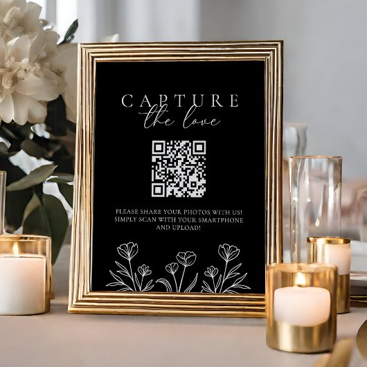 Eenvoudige zwarte moderne bruiloft vastleggen van  poster