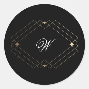 Eenvoudige Zwarte Moderne Geometrische Gouden Trou Ronde Sticker