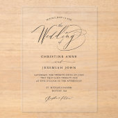 Eenvoudige zwarte moderne kalligrafie script bruil acryl uitnodigingen (Voorkant)