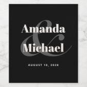 Eenvoudige zwarte moderne minimalistische bruiloft wijn etiket (Enkel label)