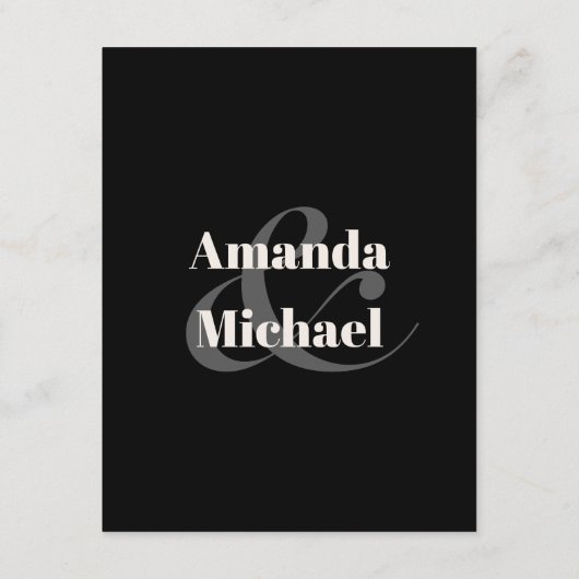 Eenvoudige zwarte moderne minimalistische details informatiekaartje (Achterkant)