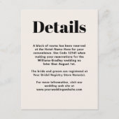 Eenvoudige zwarte moderne minimalistische details informatiekaartje (Voorkant)