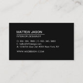 Eenvoudige zwarte moderne, minimalistische Visitek Visitekaartje (Achterkant)