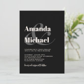 Eenvoudige zwarte moderne minimalistische weddensc kaart (Staand voorkant)