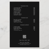 Eenvoudige zwarte moderne zwarte prijslijst (Achterkant)