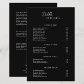 Eenvoudige zwarte moderne zwarte prijslijst (Voorkant / Achterkant)