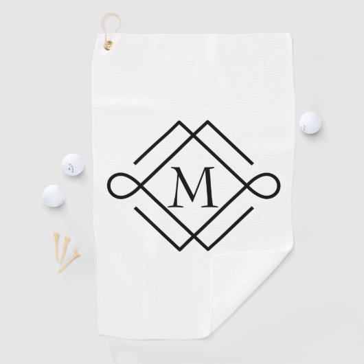 Eenvoudige zwarte monogram Golfhanddoek (Insitu)