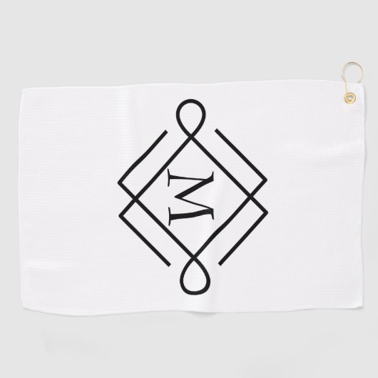 Eenvoudige zwarte monogram Golfhanddoek (Horizontaal)