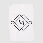 Eenvoudige zwarte monogram Golfhanddoek (Voorkant)
