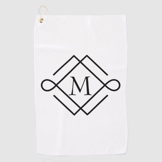 Eenvoudige zwarte monogram Golfhanddoek (Voorkant)