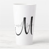 Eenvoudige zwarte monogram grijze scriptnaam Aange Latte Mok (Voorkant)