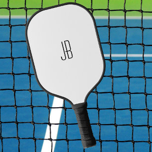Eenvoudige zwarte monogram of naam op wit pickleball paddle