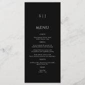Eenvoudige zwarte monogram trouwdag menu (Voorkant)