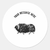 Eenvoudige zwarte Muskox-tekening Ronde Sticker (Voorkant)