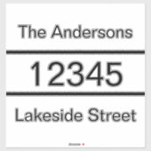 Eenvoudige zwarte naam Adres Postbus Decal Sticker (Vel)