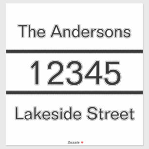 Eenvoudige zwarte naam Adres Postbus Decal Sticker