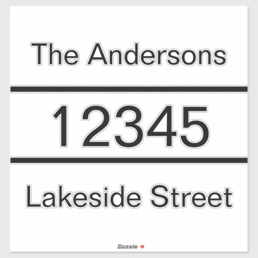 Eenvoudige zwarte naam Adres Postbus Decal Sticker (Vel)