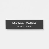 Eenvoudige zwarte naam en titel sjabloon professio deurbordje (Voorkant)