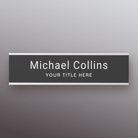 Eenvoudige zwarte naam en titel sjabloon professio deurbordje