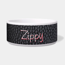 Eenvoudige Zwarte Nep Leer Naam Keramische Hondenb