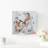 Eenvoudige zwarte nummers Persoonlijke foto Vierkante Klok (Huis)