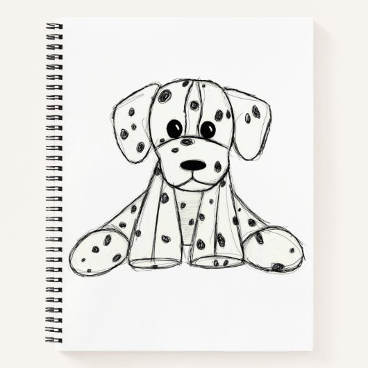 Eenvoudige zwarte omtrek van een Dalmatische knuff Notitieboek (Voorkant)