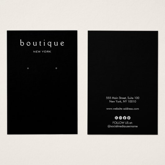 Eenvoudige zwarte oorbel display Kaart houder (Voorkant /achterkant)