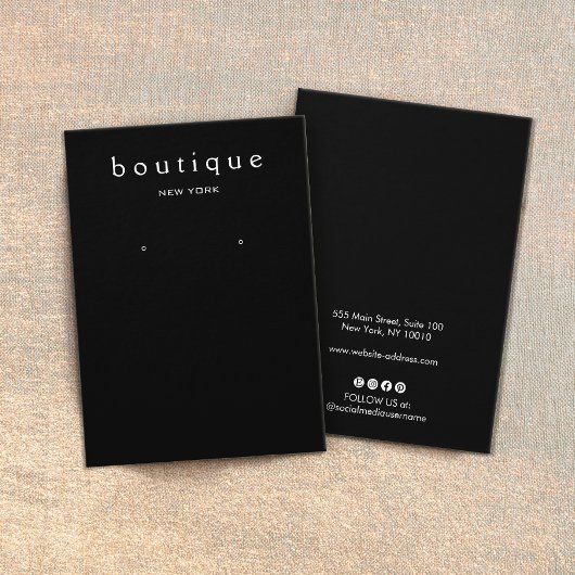 Eenvoudige zwarte oorbel display Kaart houder