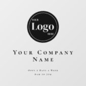 Eenvoudige zwarte openingsuren van bedrijfslogo raamsticker (Vel)