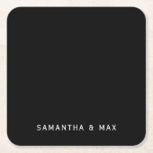Eenvoudige zwarte persoonlijke moderne trouwdag kartonnen onderzetters (Voorkant)