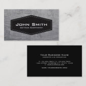 Eenvoudige zwarte plaat op houttimmerman visitekaartje (Voorkant / Achterkant)