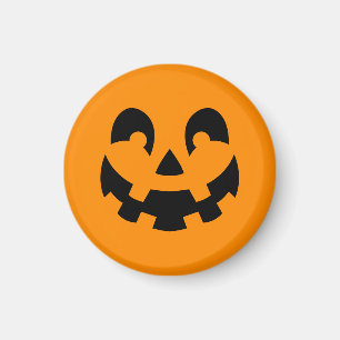 Eenvoudige zwarte pompoen gezicht op Oranje Hallow Magneet