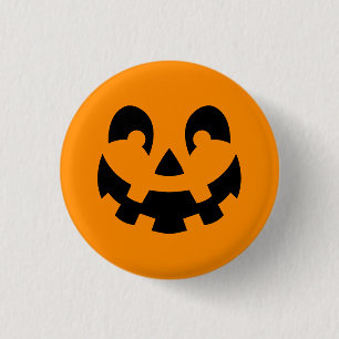 Eenvoudige zwarte pompoen gezicht op Oranje Hallow Ronde Button 3,2 Cm