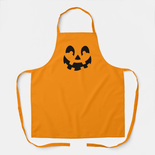 Eenvoudige zwarte pompoen gezicht op Oranje Hallow Schort (Voorkant)