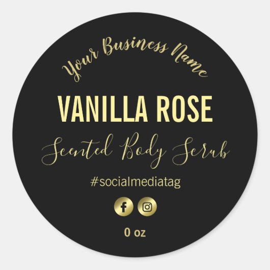 Eenvoudige zwarte productetiketten ronde sticker (Voorkant)